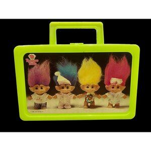 Vintage Ace Novelty Treasure Trolls‎ 1992 Neon Green Pencil Case Toy Case